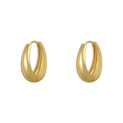2021 New Classic Copper Alloy Smooth Metal Hoop Earrings For Woman Fashion Korean Jewelry Temperament Girl's Daily Wear earrings - Giftcare 