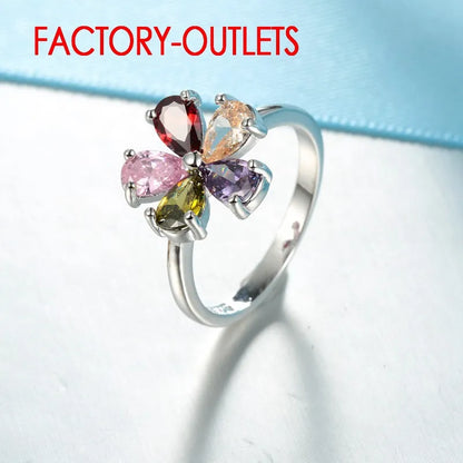 Pendant Necklace Hoop Earrings Ring Jewelry Set 925 Sterling Silver Austrian Colourful Crystal Lovers' Gift For Anniversary - Giftcare 