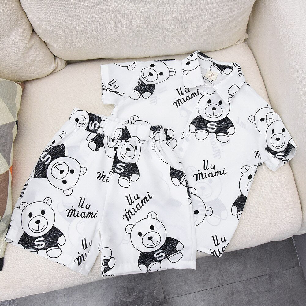 Children's Suit New Baby Clothing Set Summer Baby Boys and Girls 2pcs Suit Cartoon Shirts +Shorts Kids Clothing Set 2-10 Years - Giftcare 