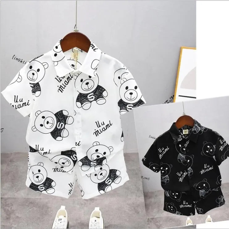 Children's Suit New Baby Clothing Set Summer Baby Boys and Girls 2pcs Suit Cartoon Shirts +Shorts Kids Clothing Set 2-10 Years - Giftcare 