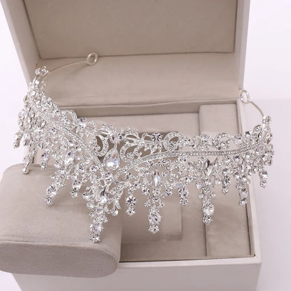 Gorgeous Silver Color Crystal Bridal Jewelry Sets Fashion Tiaras Crown Earrings Choker Necklace Women Wedding Dress Jewelry Set - Giftcare 