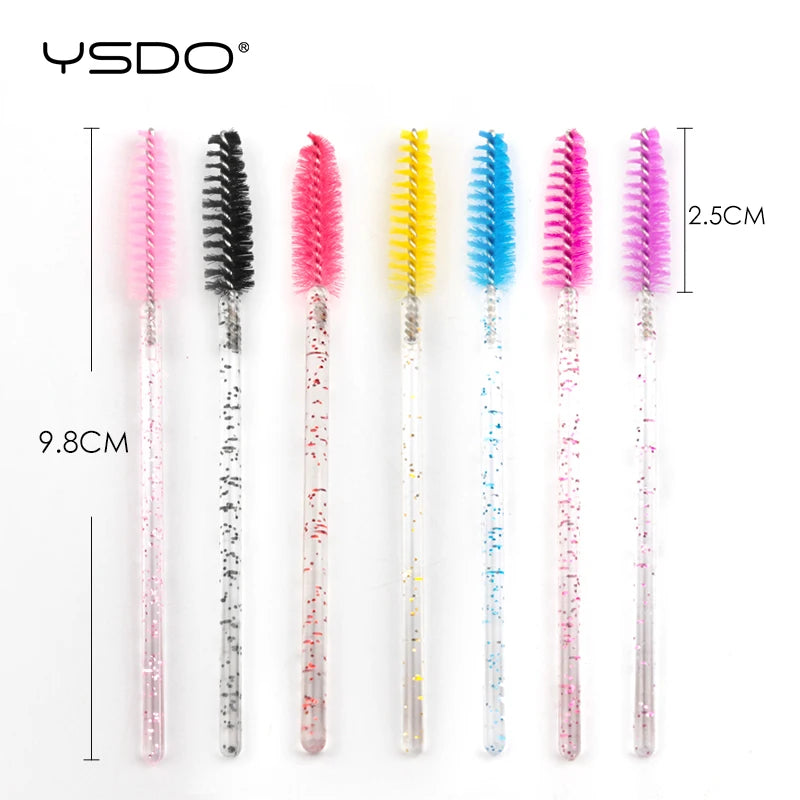 Hot 5-50 Pcs Crystal Eyelash Brushes Diamond Handle Mascara Wands Eyelash Extension Makeup Tools Eyelash Brush wholesale