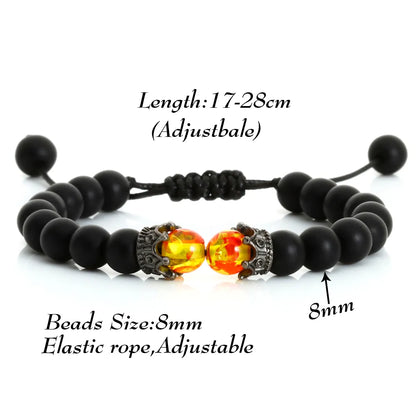 Black Lava Stone Crown Charm Tiger Eye Beads Bracelet For Men Women Braided Bracelets Handmade Adjustable Jewelry Pulseira - Giftcare 