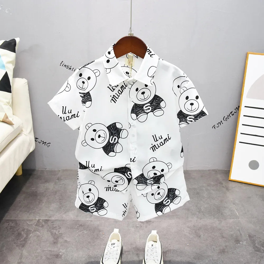 Children's Suit New Baby Clothing Set Summer Baby Boys and Girls 2pcs Suit Cartoon Shirts +Shorts Kids Clothing Set 2-10 Years - Giftcare 