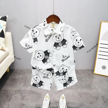 Children's Suit New Baby Clothing Set Summer Baby Boys and Girls 2pcs Suit Cartoon Shirts +Shorts Kids Clothing Set 2-10 Years - Giftcare 