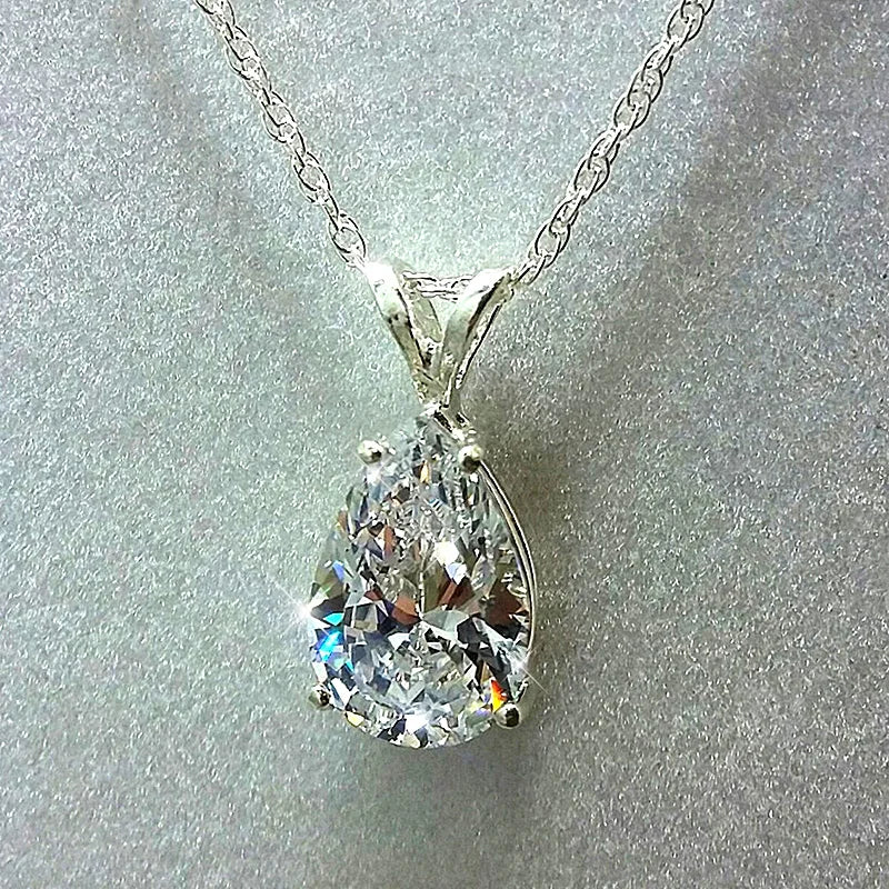 Huitan Water Drop Cubic Zirconia Crystal Women's Necklace