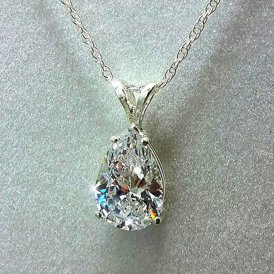 Huitan Water Drop Cubic Zirconia Crystal Women's Necklace