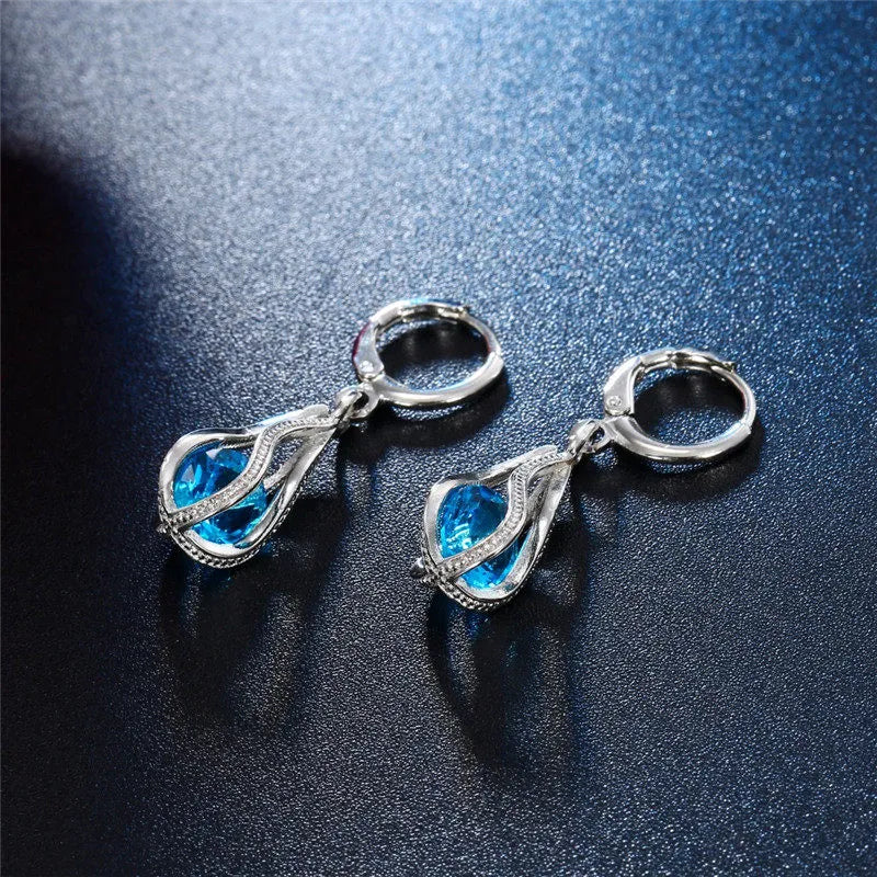 Fashion Silver Color Necklace Earrings Cubic Zirconia Jewelry Sets Elegant Crystal Zircon Jewelry Women Wedding Jewelry Set - Giftcare 