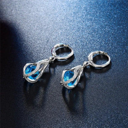 Fashion Silver Color Necklace Earrings Cubic Zirconia Jewelry Sets Elegant Crystal Zircon Jewelry Women Wedding Jewelry Set - Giftcare 