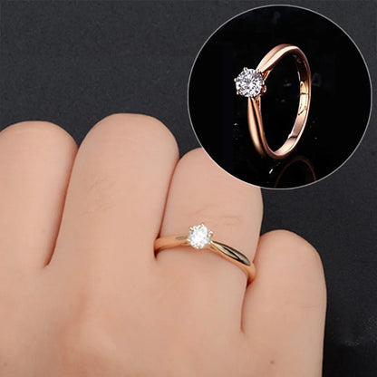 Classic Wedding Rings For Women Forever Simple Six Claws Zirconia Fashion Solitaire Engagement Marriage Gift Ring Jewelry KCR033 - Giftcare 