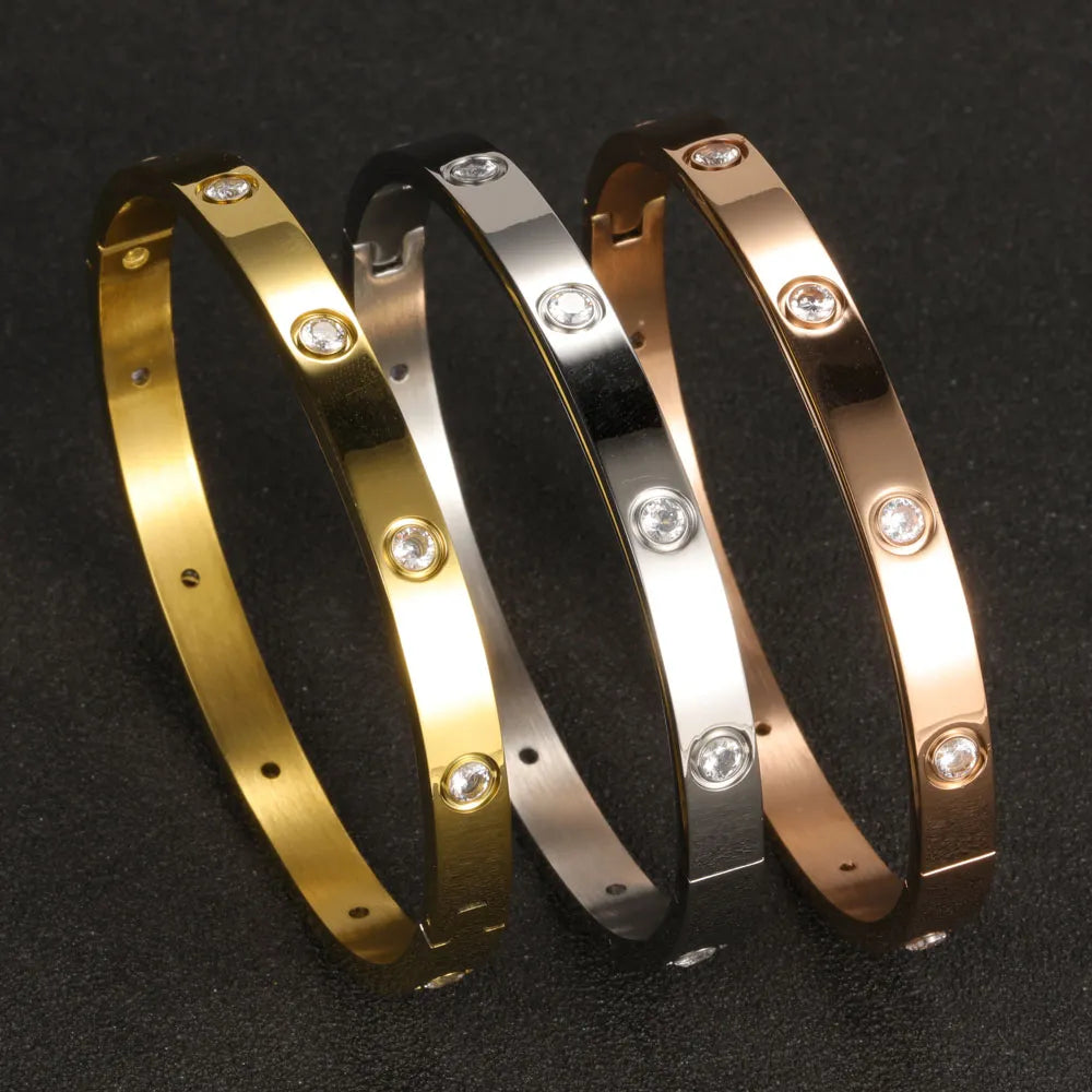 XUANHUA Stainless Steel Cuff Bracelets Bangles For Women Fashion Jewelry Charm Jewelry Accessories Crystal Bracelet loves - Giftcare 