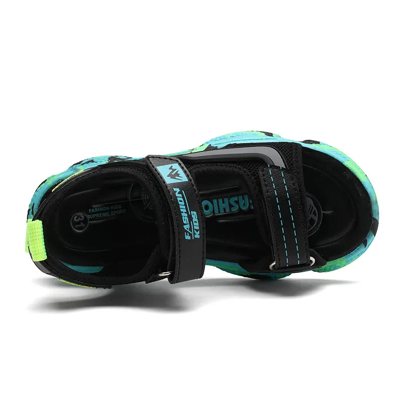 New 2023 Summer Beach Water Children Sandals Fashion Shoes Lightweight Non-slip Soft Bottom Shading Leather Boys Comfortable - Giftcare 