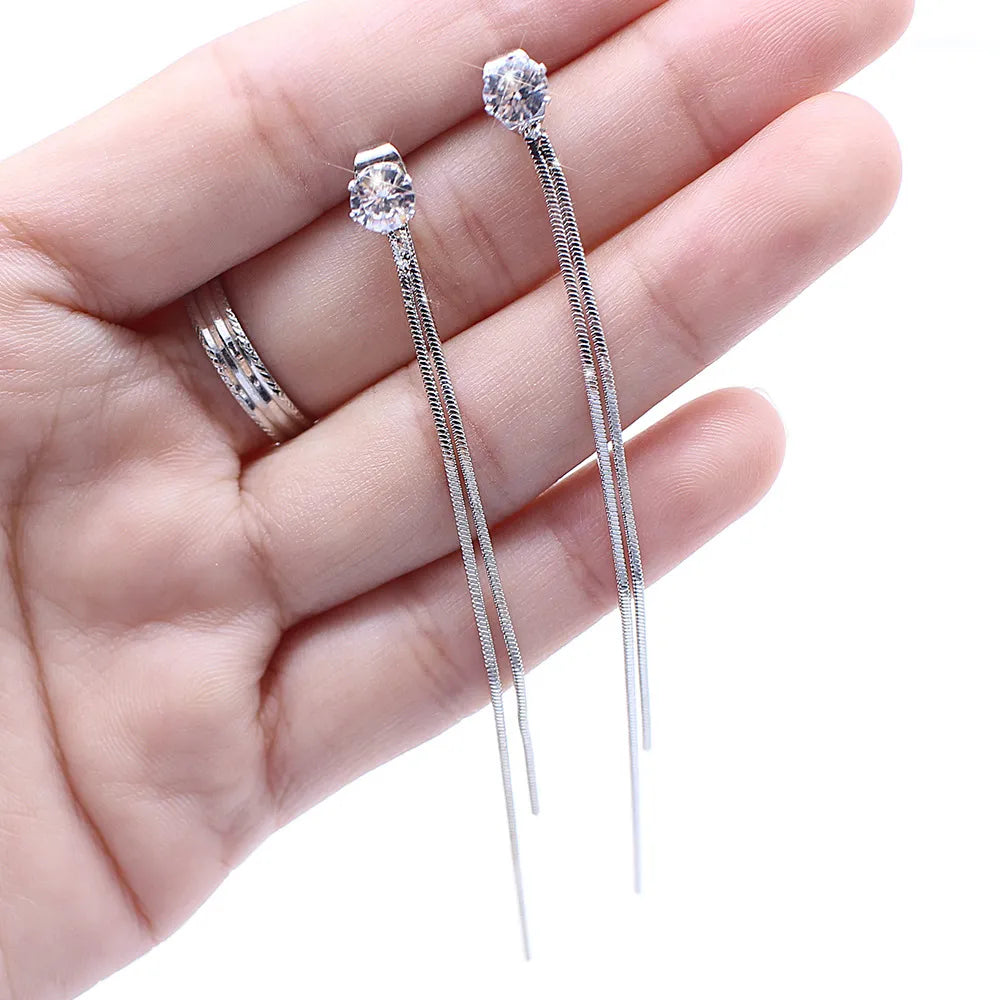 2020 New Gold Color Long Crystal Tassel Dangle Earrings for Women Wedding Drop Earring Fashion Jewelry Gifts - Giftcare 