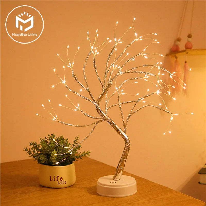 LED Night Light Mini Christmas Tree Copper Wire Garland Lamp For Kids Home Bedroom Decoration Decor Fairy Light Holiday lighting.Free shipping - Giftcare 