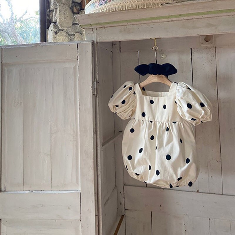 MILANCEL Baby Clothing Set Toddder Girls Jumpsuits Polka Dot One Piece with Headband - Giftcare 