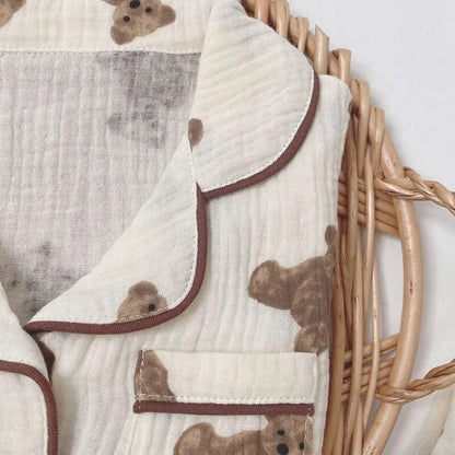 Cute Toddler Pajamas Set Children's Clothing Baby Sleepwear Boy Girls Robe Long Sleeve Bear Cardigan and Pants Cotton Sleepwears - Giftcare 