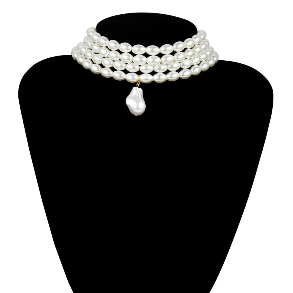 Layered Short Imitation Pearl Choker Necklace for Women - Giftcare 