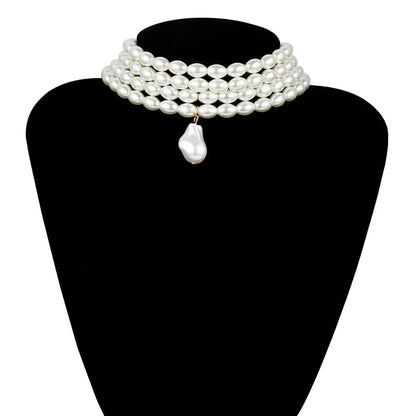 Layered Short Imitation Pearl Choker Necklace for Women - Giftcare 