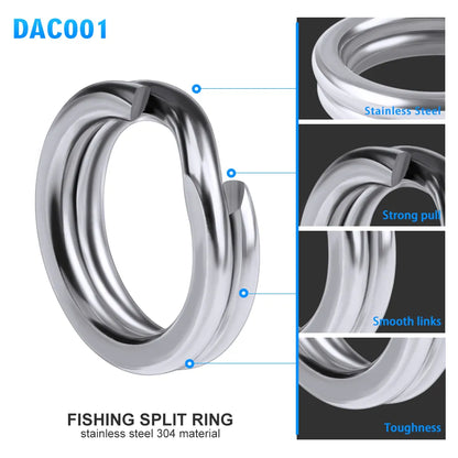 100pcs Fishing Split Rings 3.7-14MM Crank Hard Bait Snap Silver Stainless Steel Double Loop Split Open Carp Fishing Lure Pesca - Giftcare 