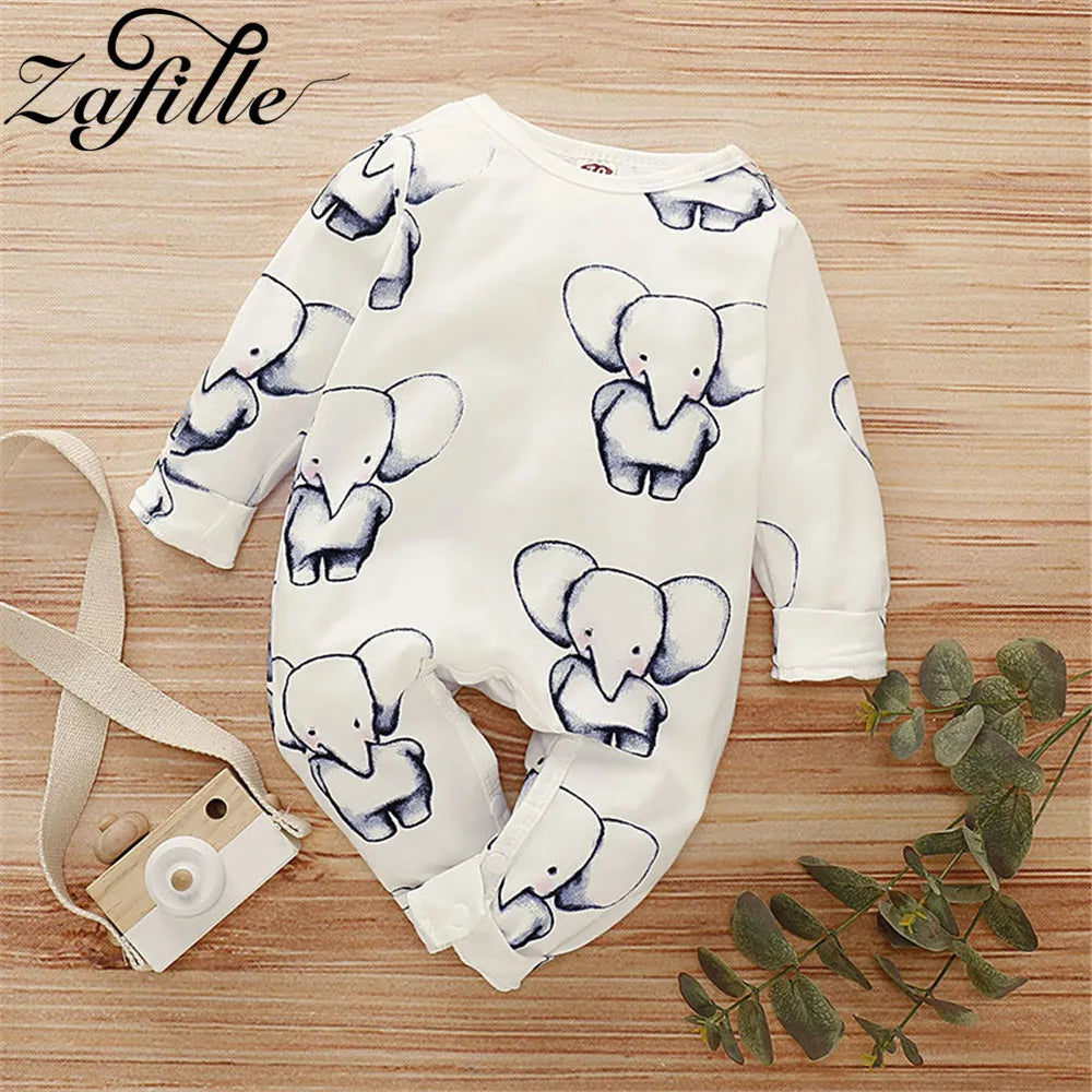 ZAFILLE Cartoon Elephant Baby Sleepwear For Newborns Romper Long Sleeve Kids Boys Crawlers Spring Children's Overalls Boys Wear - Giftcare 