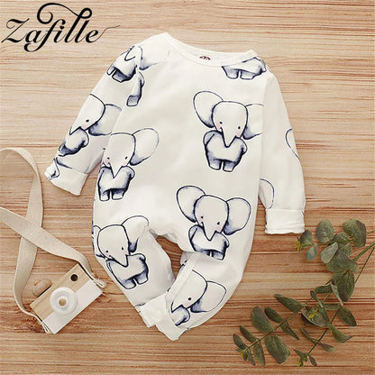 ZAFILLE Cartoon Elephant Baby Sleepwear For Newborns Romper Long Sleeve Kids Boys Crawlers Spring Children's Overalls Boys Wear - Giftcare 