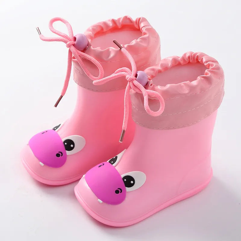 Children Rain Boots Rubber Boots Kids Water Shoes PVC Baby Cartoon Waterproof  Non-slip  Warm Winter - Giftcare 