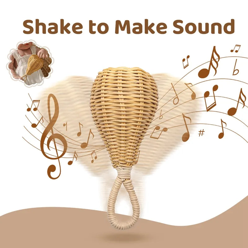 Handmade Rattan Rattles Educational Toys for Kids Crib Mobile Hand Bell Baby Accessories Infant Sensory Toy Baby Teether GIfts - Giftcare 