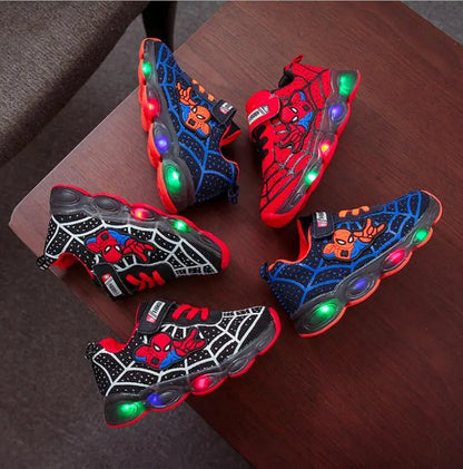 kids Spiderman Glowing sneakers shoes girls boys sport running breatherable children baby kids Led shoes baby toddler sneakers - Giftcare 