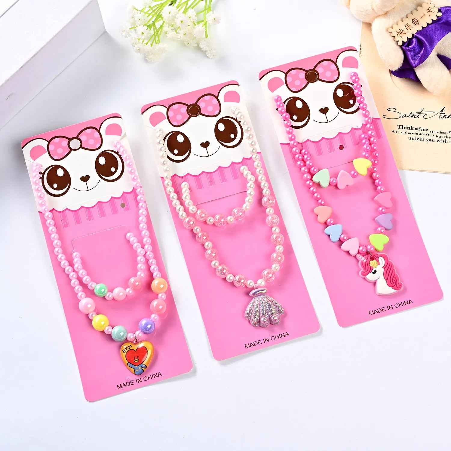 Children's Necklaces Female Unicorn Cartoon Princess Jewelry Girls Bracelets Baby Accessories Kids Jewelry Gifts - Giftcare 