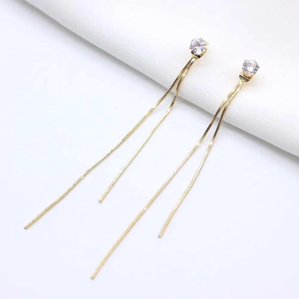 2020 New Gold Color Long Crystal Tassel Dangle Earrings for Women Wedding Drop Earring Fashion Jewelry Gifts - Giftcare 