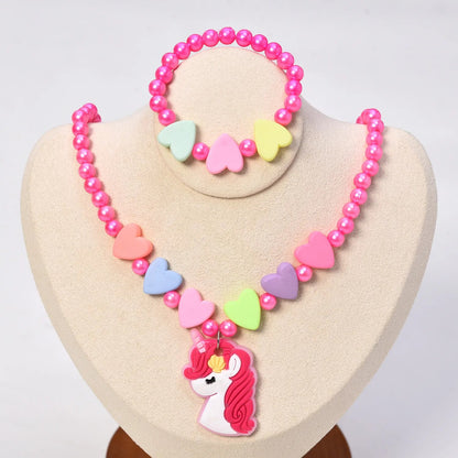 Children's Necklaces Female Unicorn Cartoon Princess Jewelry Girls Bracelets Baby Accessories Kids Jewelry Gifts - Giftcare 