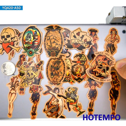 50pcs Mixed Sexy Beauty Old School Sailor Tattoo Art Fashion Funny Sticker for Phone Laptop Case Guitar Skateboard Bike Stickers