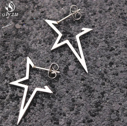 Oly2u Big Star Earrings Punk Stud Earrings Simplicity Stainless Steel Earrings for Women Jewelry 2019 Wholesale Oorbellen - Giftcare 