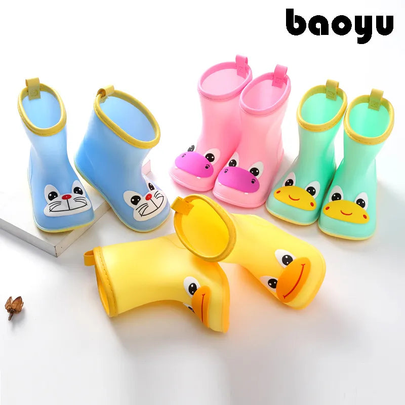 Children Rain Boots Rubber Boots Kids Water Shoes PVC Baby Cartoon Waterproof  Non-slip  Warm Winter - Giftcare 