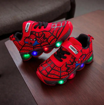 kids Spiderman Glowing sneakers shoes girls boys sport running breatherable children baby kids Led shoes baby toddler sneakers - Giftcare 