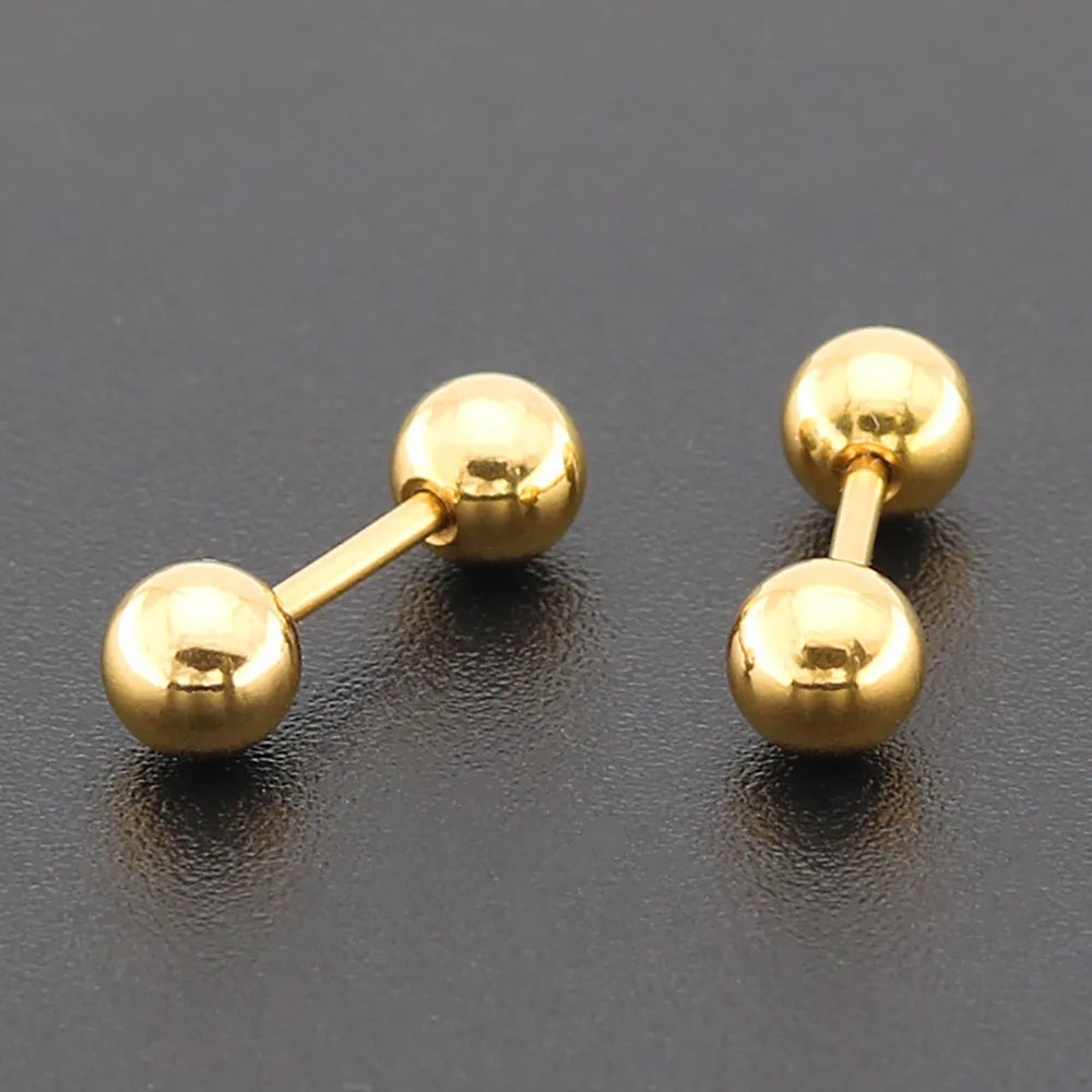 1Pair Medical Titanium Steel Stud Earring Small Ball Screws Small Earrings Ear Bone Nail Lip Piercing Body Jewelry - Giftcare 