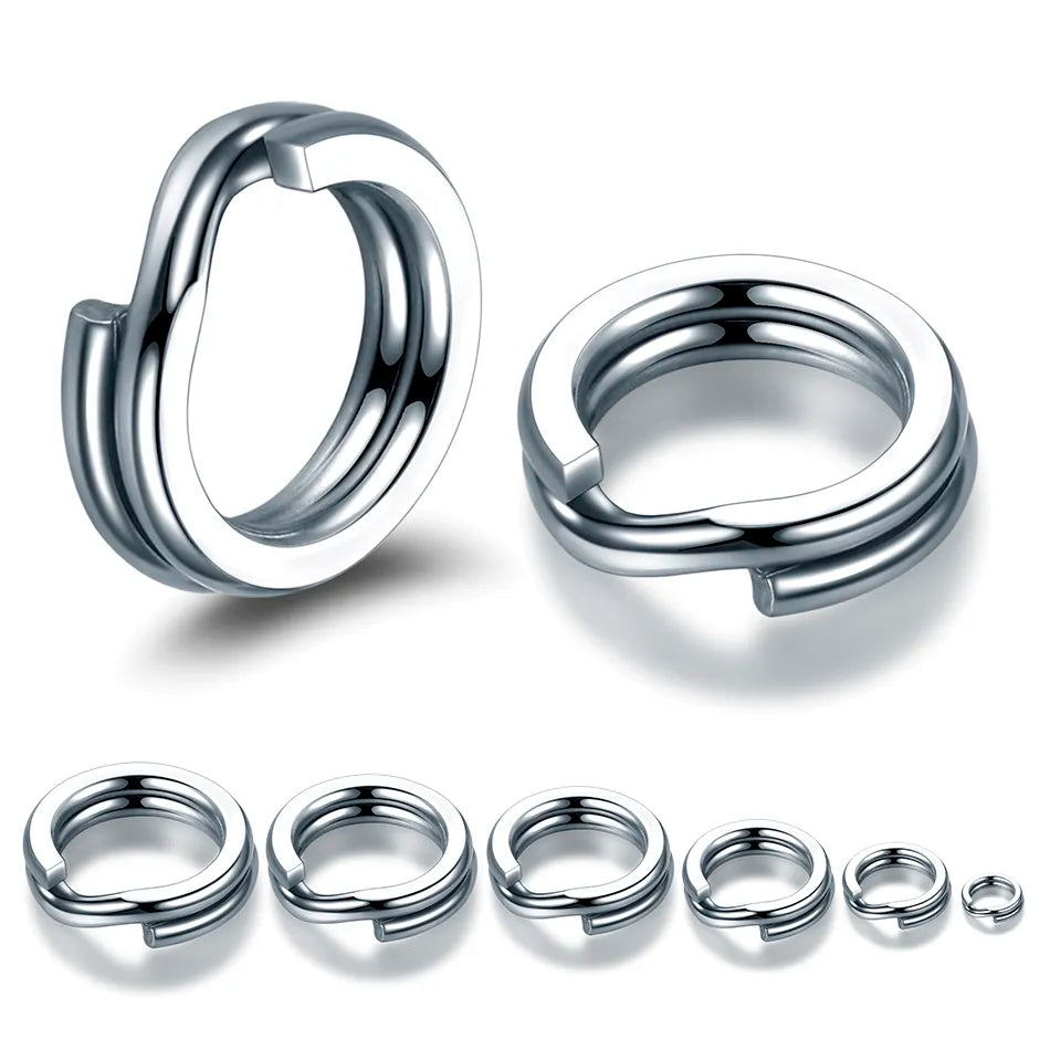 100pcs Fishing Split Rings 3.7-14MM Crank Hard Bait Snap Silver Stainless Steel Double Loop Split Open Carp Fishing Lure Pesca - Giftcare 