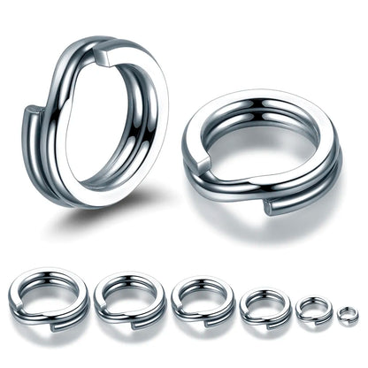 100pcs Fishing Split Rings 3.7-14MM Crank Hard Bait Snap Silver Stainless Steel Double Loop Split Open Carp Fishing Lure Pesca - Giftcare 