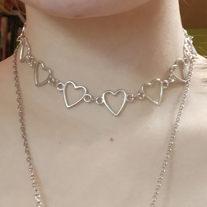 Korean Sweet Love Heart Choker Necklace Silver Gold Hollow Heart Necklace Jewelry Collier Femme Gifts Women Men Fashion Long Cha.Free Shipping - Giftcare 