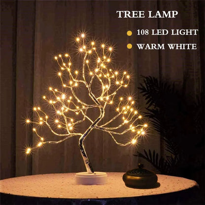 LED Night Light Mini Christmas Tree Copper Wire Garland Lamp For Kids Home Bedroom Decoration Decor Fairy Light Holiday lighting.Free shipping - Giftcare 