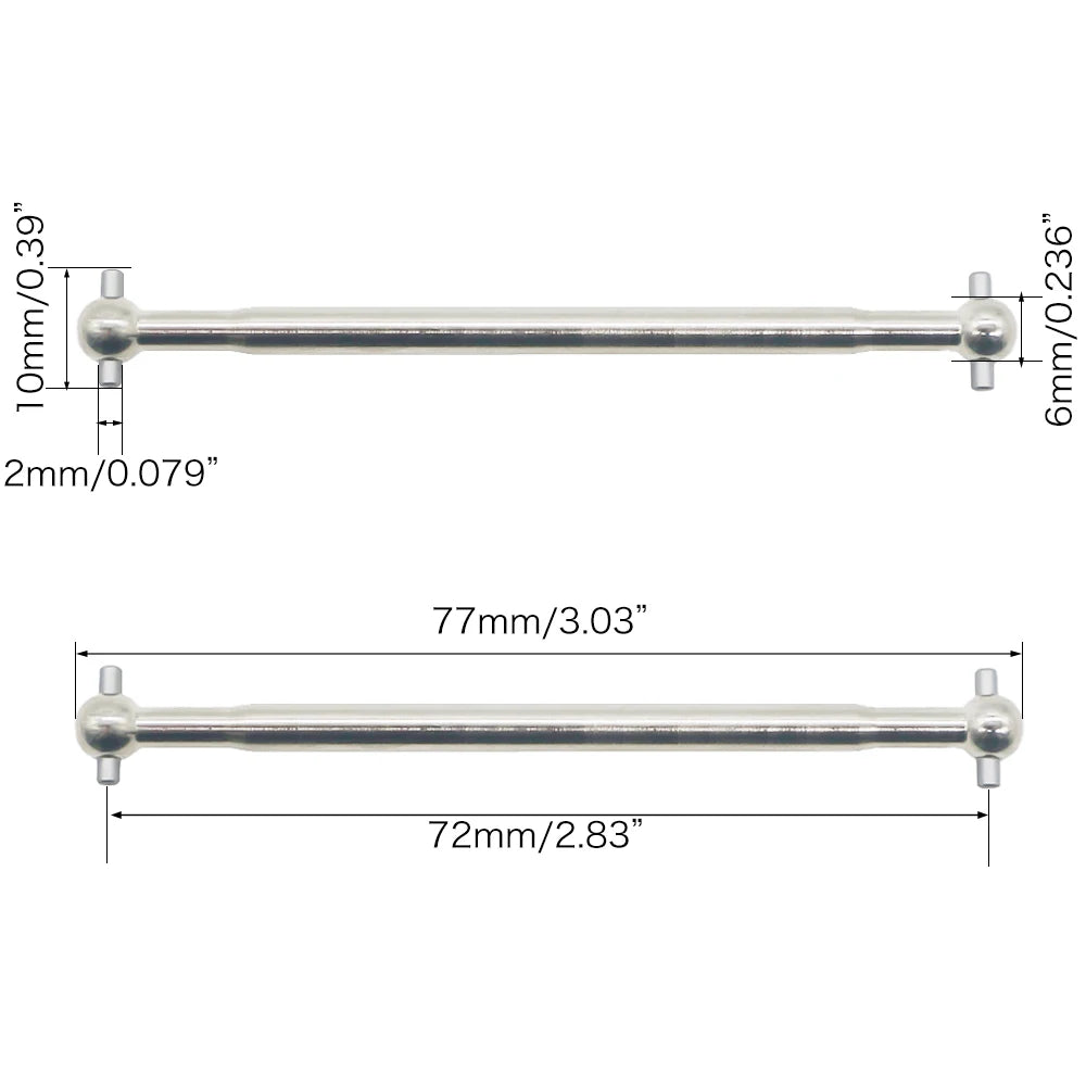 2pcs/set Steel Metal RC Car Drive Shaft Dogbone Overall Length 61mm 63mm 70mm 77mm 84mm 87mm 89.5mm 100mm hsp Wltoy Redcat