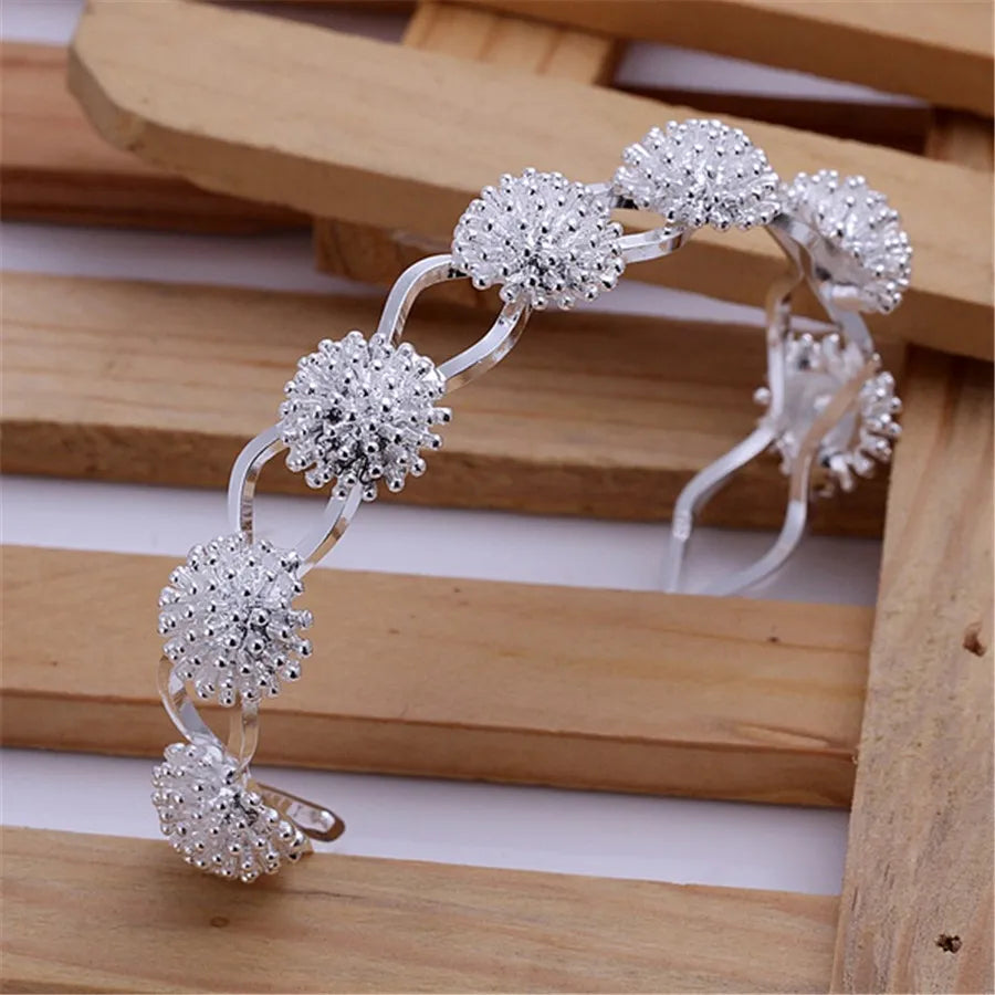 925 sterling Silver necklace earring bracelet rings Jewelry set for women Fireworks Pendant bangle Hot charm Fashion Party Gift - Giftcare 