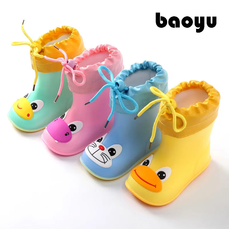 Children Rain Boots Rubber Boots Kids Water Shoes PVC Baby Cartoon Waterproof  Non-slip  Warm Winter - Giftcare 