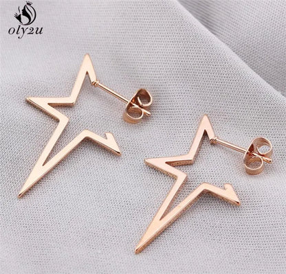 Oly2u Big Star Earrings Punk Stud Earrings Simplicity Stainless Steel Earrings for Women Jewelry 2019 Wholesale Oorbellen - Giftcare 