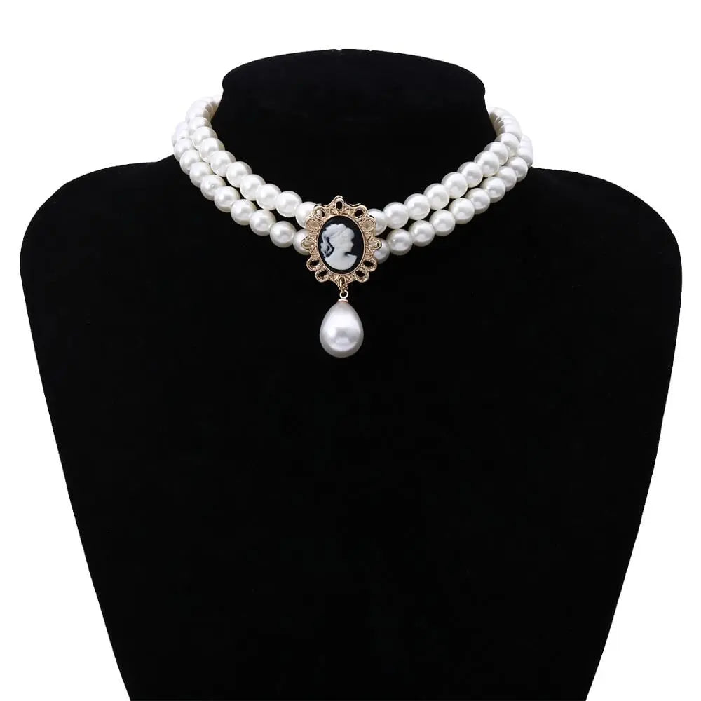 Layered Short Imitation Pearl Choker Necklace for Women - Giftcare 
