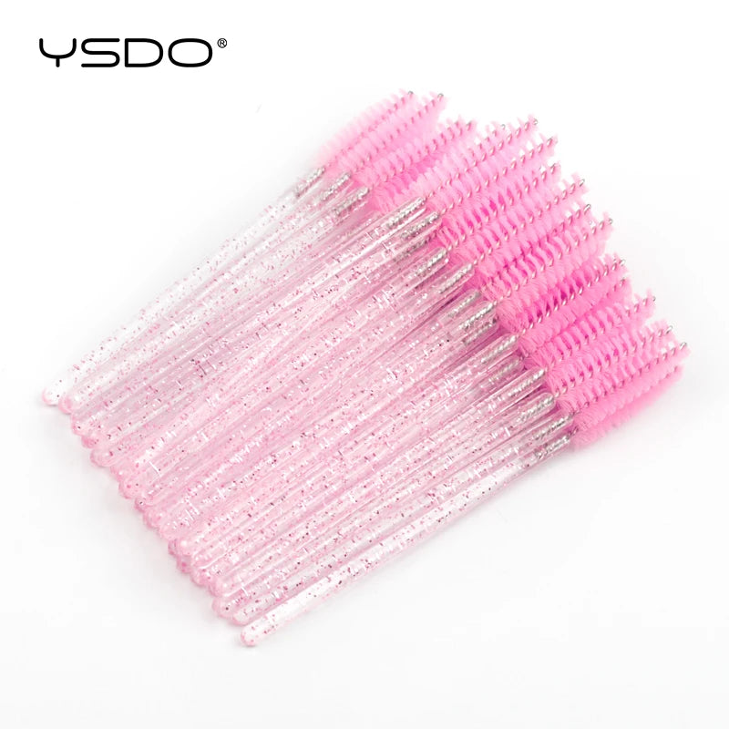 Hot 5-50 Pcs Crystal Eyelash Brushes Diamond Handle Mascara Wands Eyelash Extension Makeup Tools Eyelash Brush wholesale