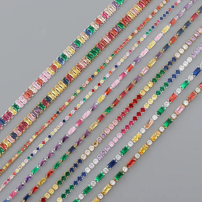 NEWESThigh quality rainbow baguetee cz bar geometric Pendant & Necklaces colorful crystal Gold filled women fashion choker gifts - Giftcare 