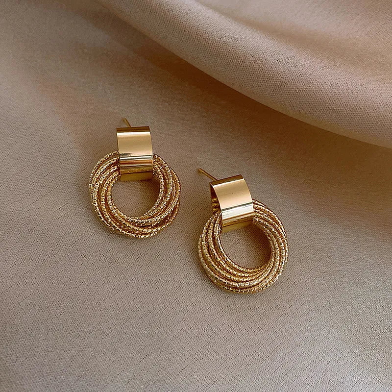 Retro Metallic Gold Color Multiple Small Circle Pendant Earrings 2022 New Jewelry Fashion Wedding Party Earrings For Woman - Giftcare 