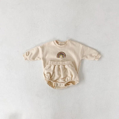 MILANCEL baby clothes autumn baby hoodies and bloomer 2 pcs baby boys clothes set cute rainbow infant girls suit - Giftcare 