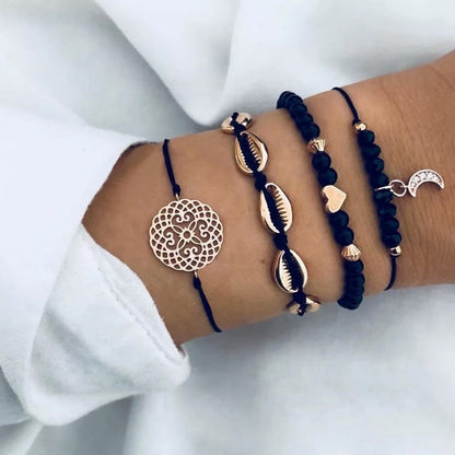 New Bohemian Black Rope Chain Bracelet Set For Women - Giftcare 